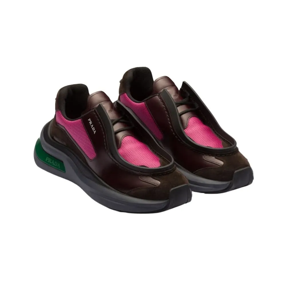 Prada Brown Systeme Leather Trainers