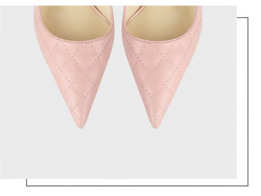 Quilted Leather Pointed Toes Heels