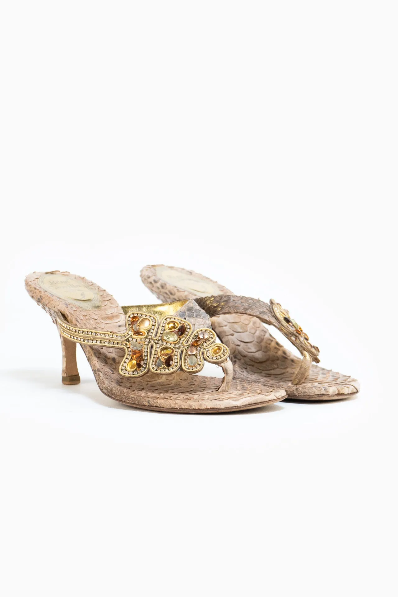 René Coavilla Snake Heels With Crystals - Size 35