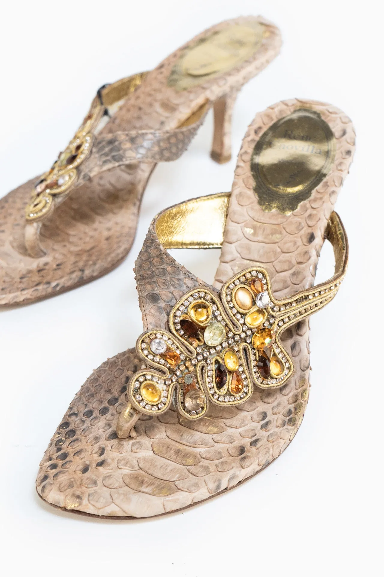René Coavilla Snake Heels With Crystals - Size 35