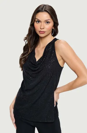 Shimmer Racerback Cowl Top