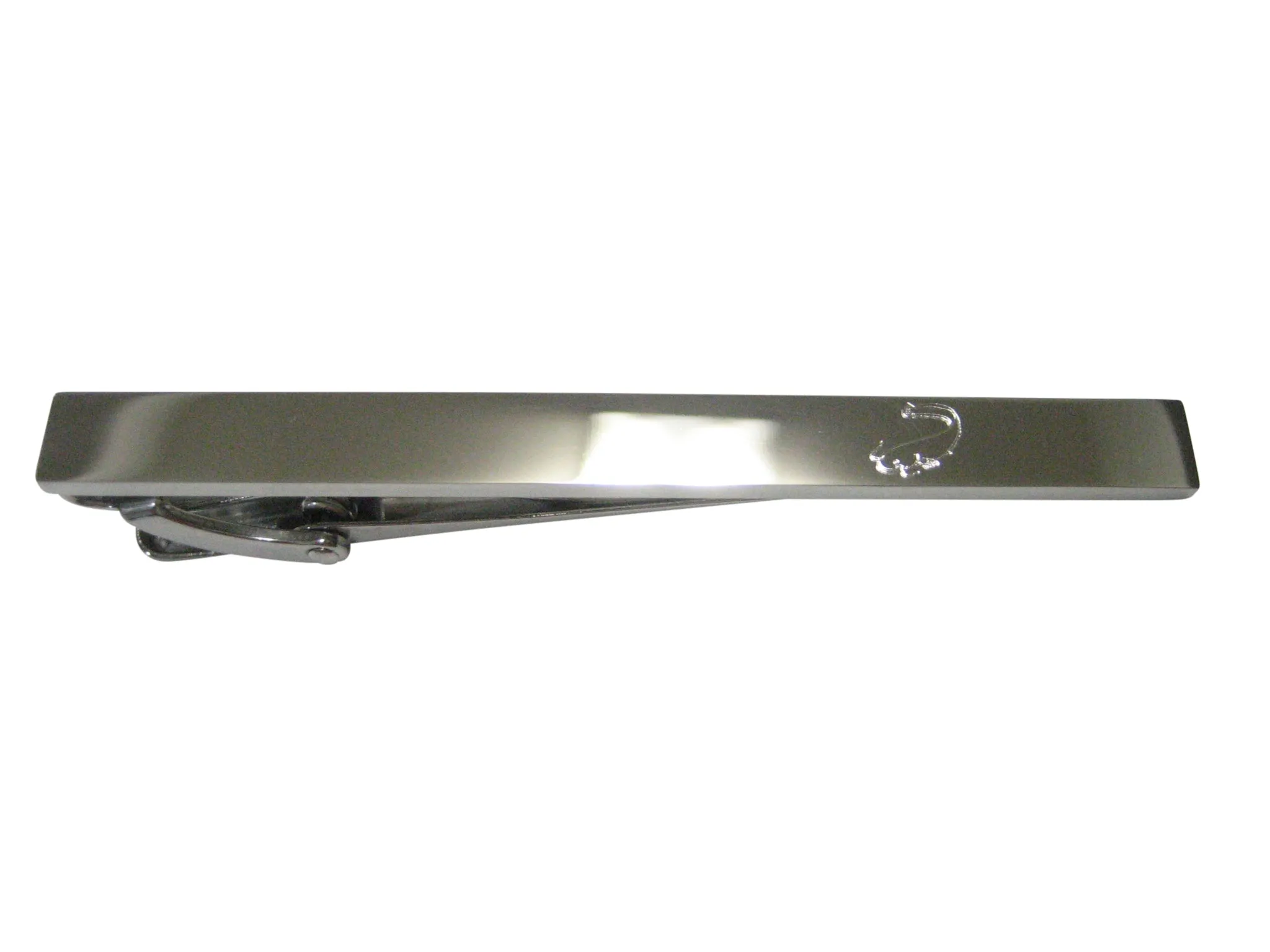 Silver Toned Etched Sleek Catfish Tie Clip