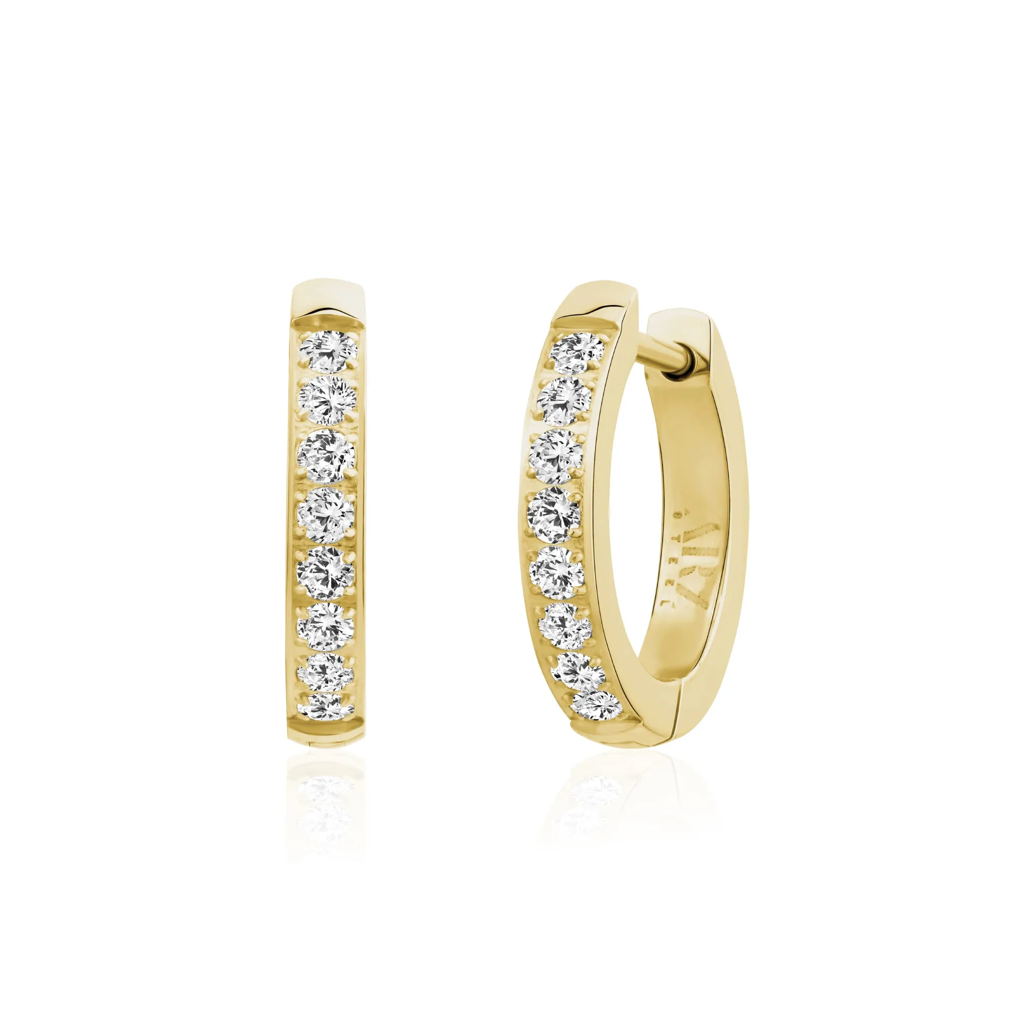 Stone-Set Slim Huggie Earrings
