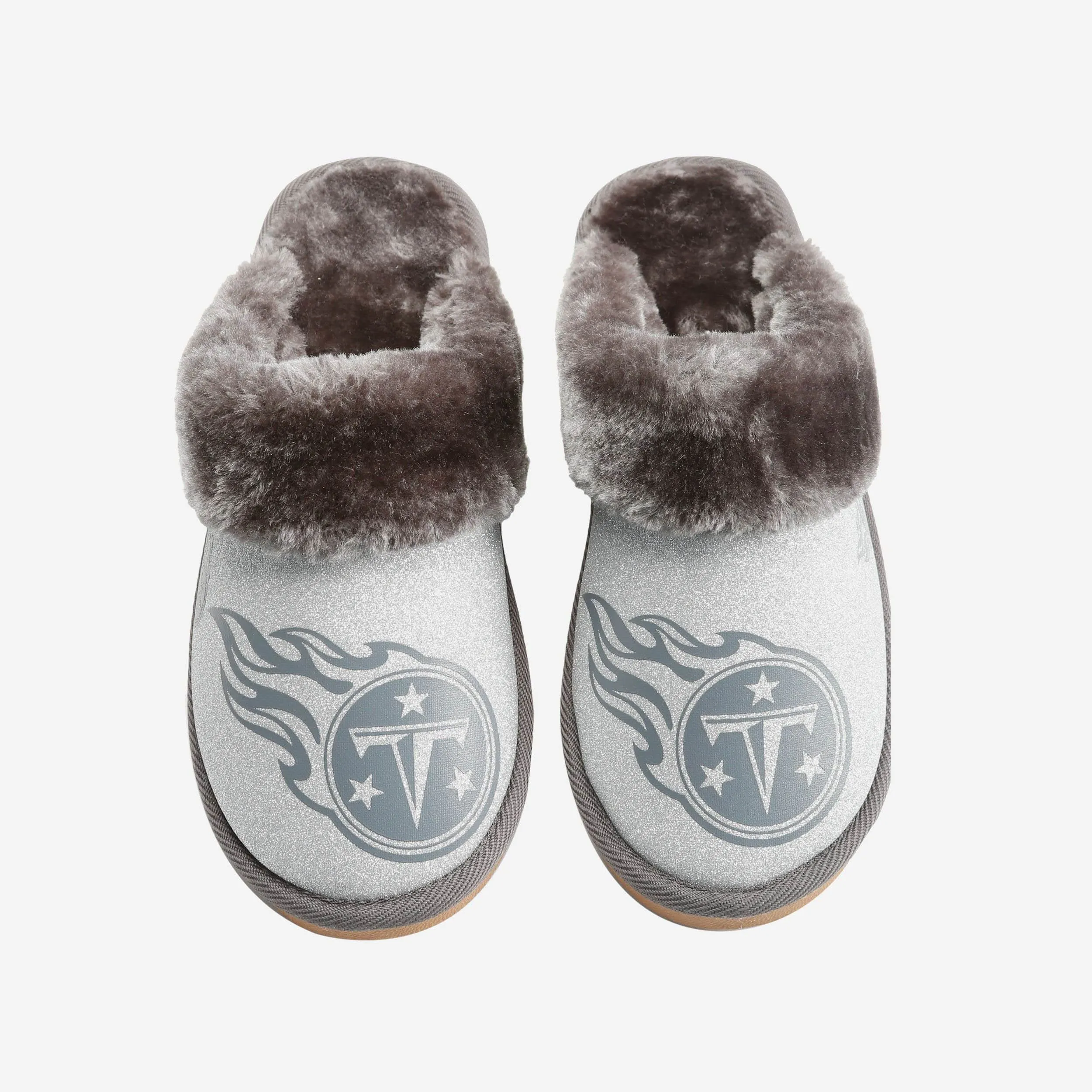 Tennessee Titans Womens Glitter Open Back Fur Moccasin Slipper