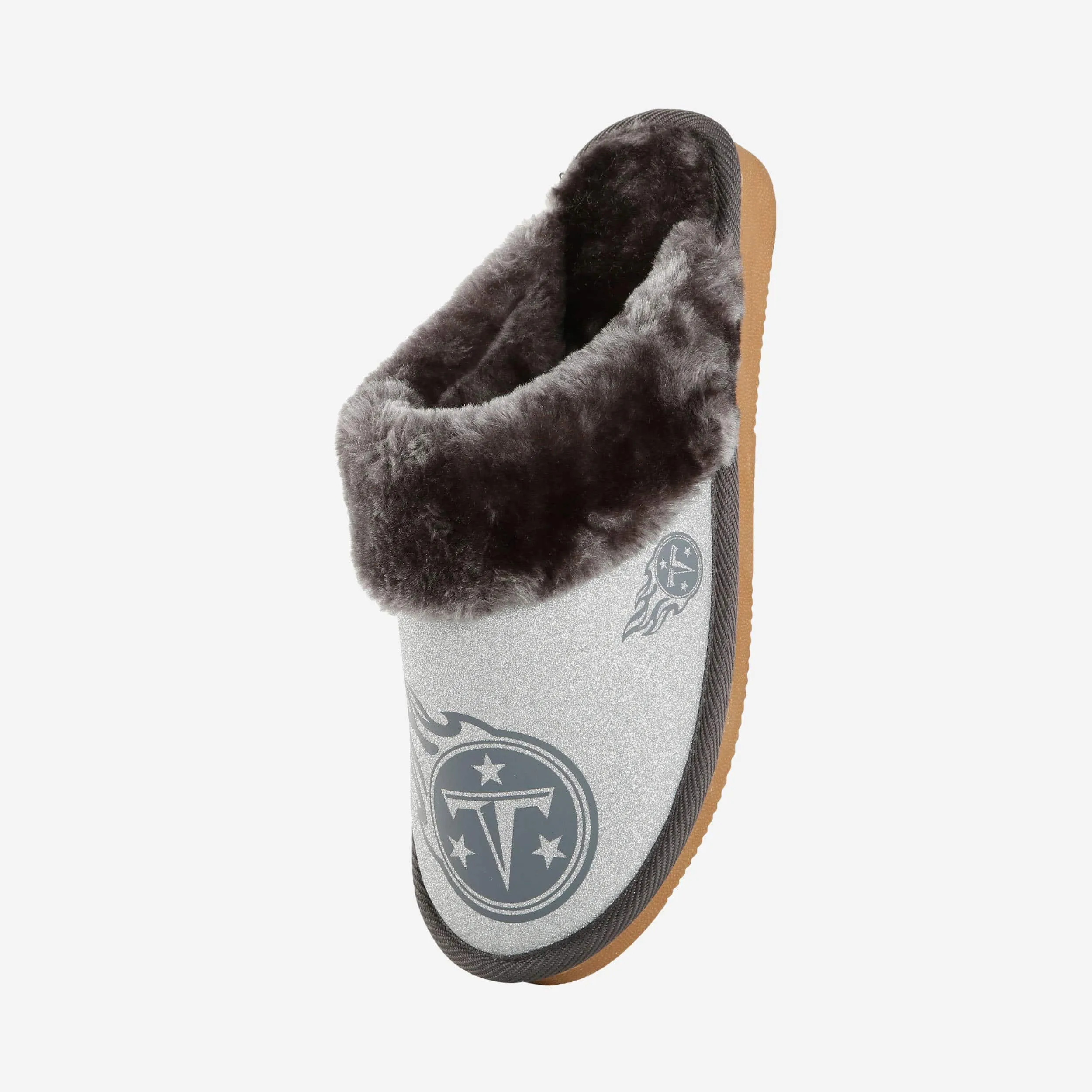 Tennessee Titans Womens Glitter Open Back Fur Moccasin Slipper
