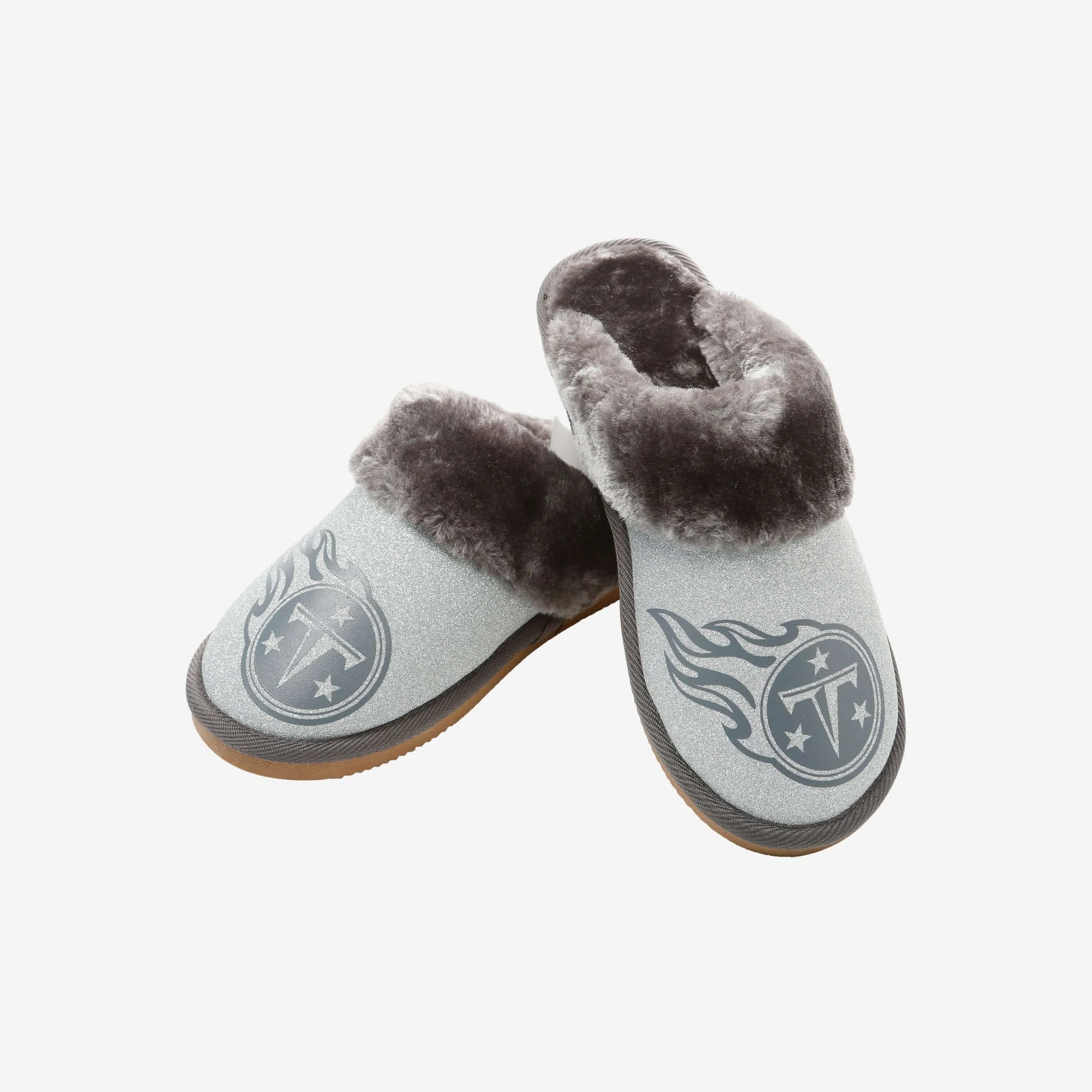 Tennessee Titans Womens Glitter Open Back Fur Moccasin Slipper