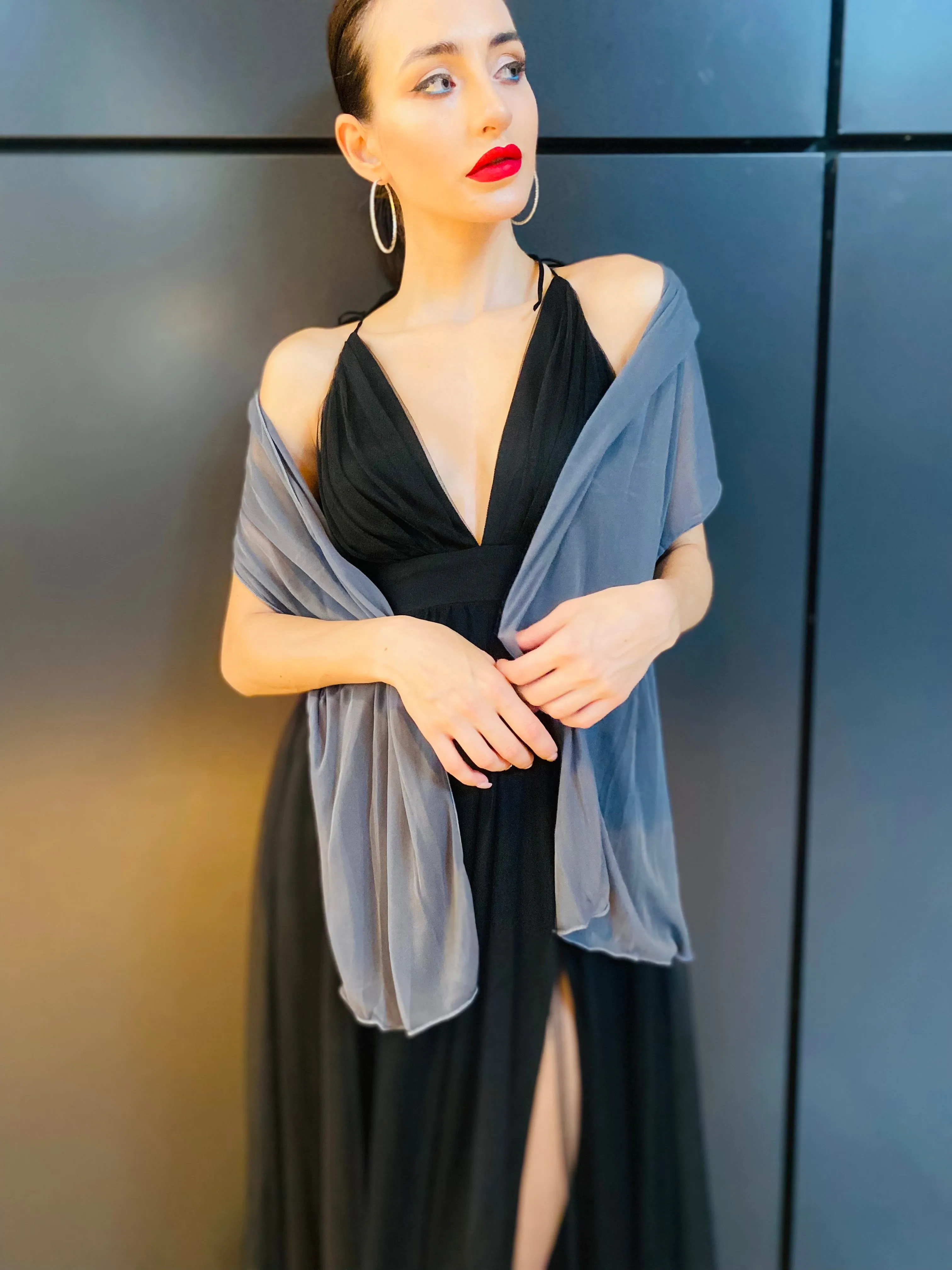 The “Valentina” Sheer Gray Shawl