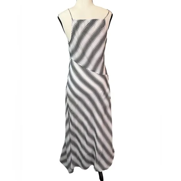 Theory Womens Athens Striped A-Line Silk/Cotton Blend Dress
