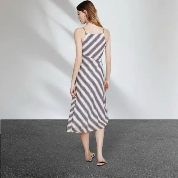 Theory Womens Athens Striped A-Line Silk/Cotton Blend Dress