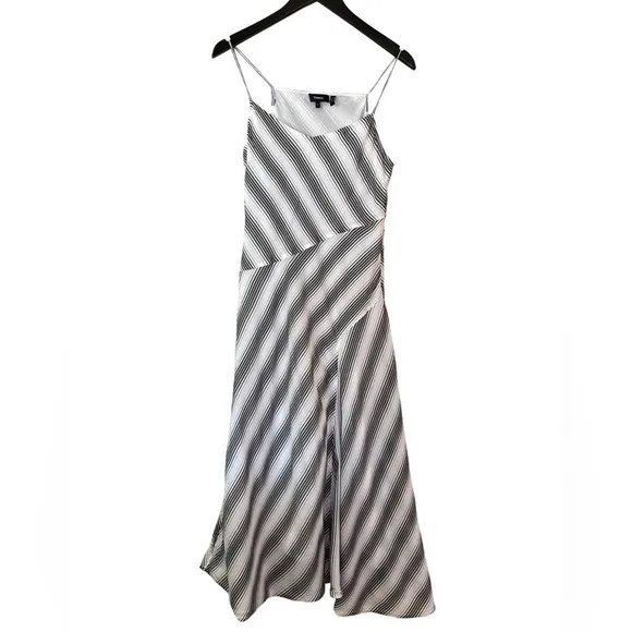 Theory Womens Athens Striped A-Line Silk/Cotton Blend Dress