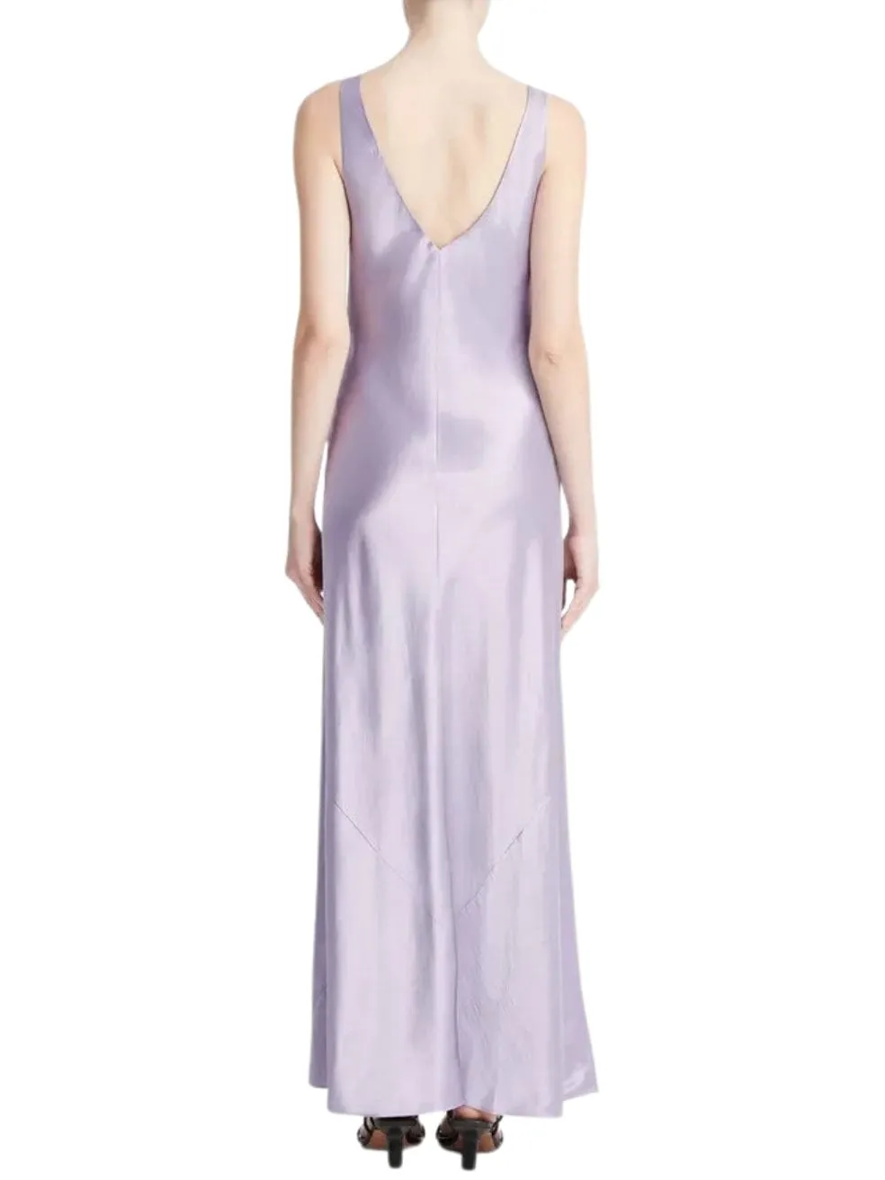 Vince Satin V-neck Bias Maxi Dress