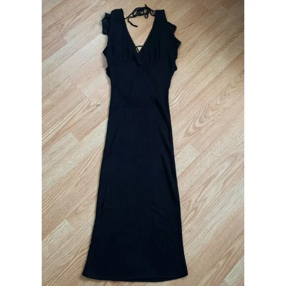 Vintage Arden B Black Beaded Knit Bodycon Midi Dress Size XS NWT LBD Party