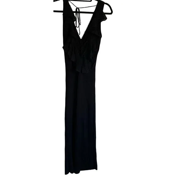 Vintage Arden B Black Beaded Knit Bodycon Midi Dress Size XS NWT LBD Party