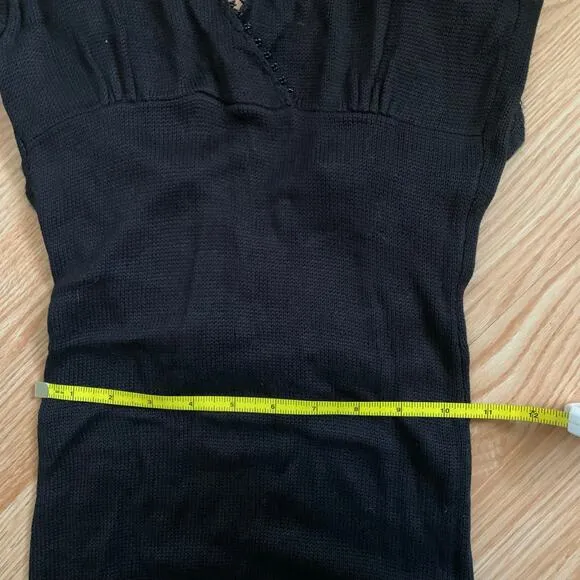 Vintage Arden B Black Beaded Knit Bodycon Midi Dress Size XS NWT LBD Party