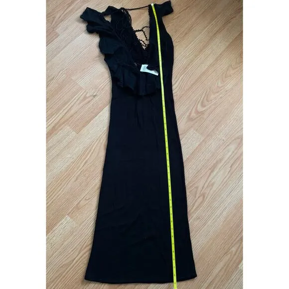 Vintage Arden B Black Beaded Knit Bodycon Midi Dress Size XS NWT LBD Party