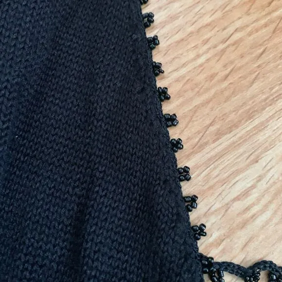 Vintage Arden B Black Beaded Knit Bodycon Midi Dress Size XS NWT LBD Party