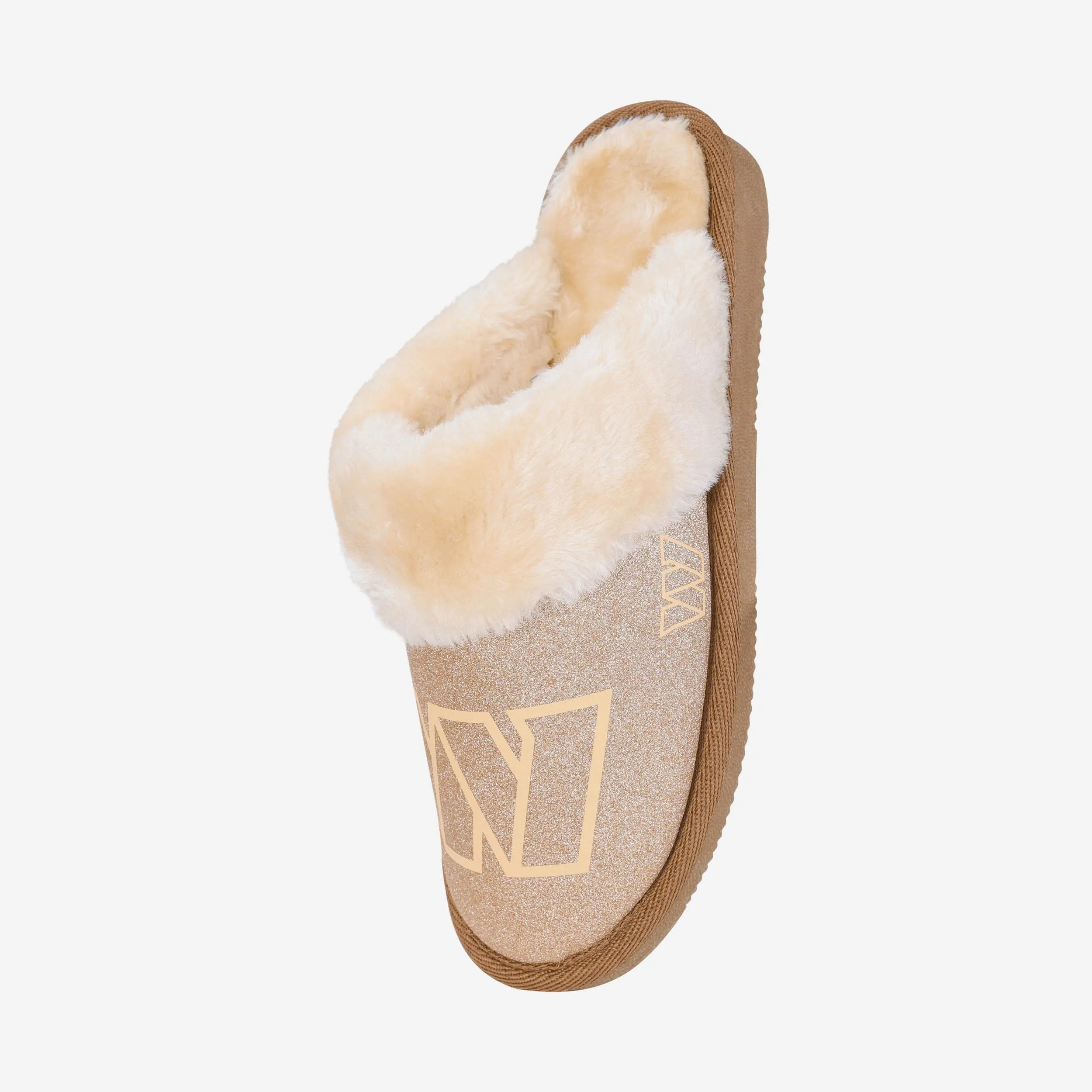 Washington Commanders Womens Glitter Open Back Fur Moccasin Slipper