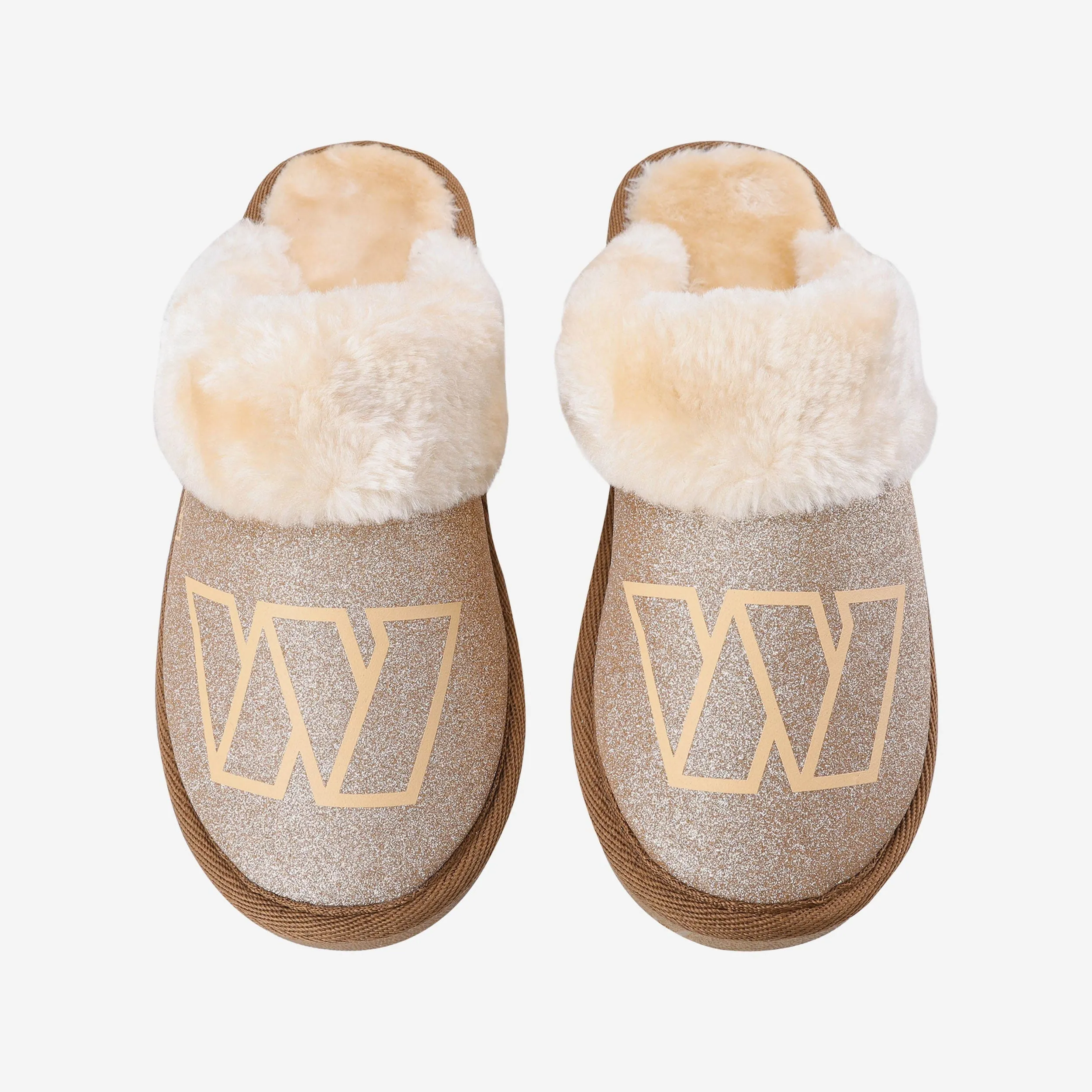 Washington Commanders Womens Glitter Open Back Fur Moccasin Slipper