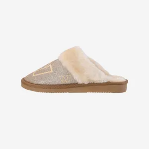 Washington Commanders Womens Glitter Open Back Fur Moccasin Slipper