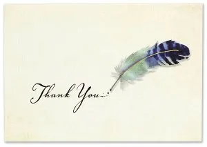 Watercolour Quill Thank You Notecards