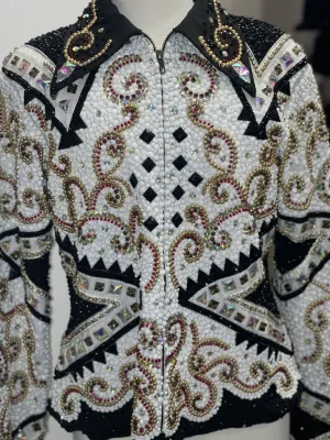 White and Black Bling Western Jacket