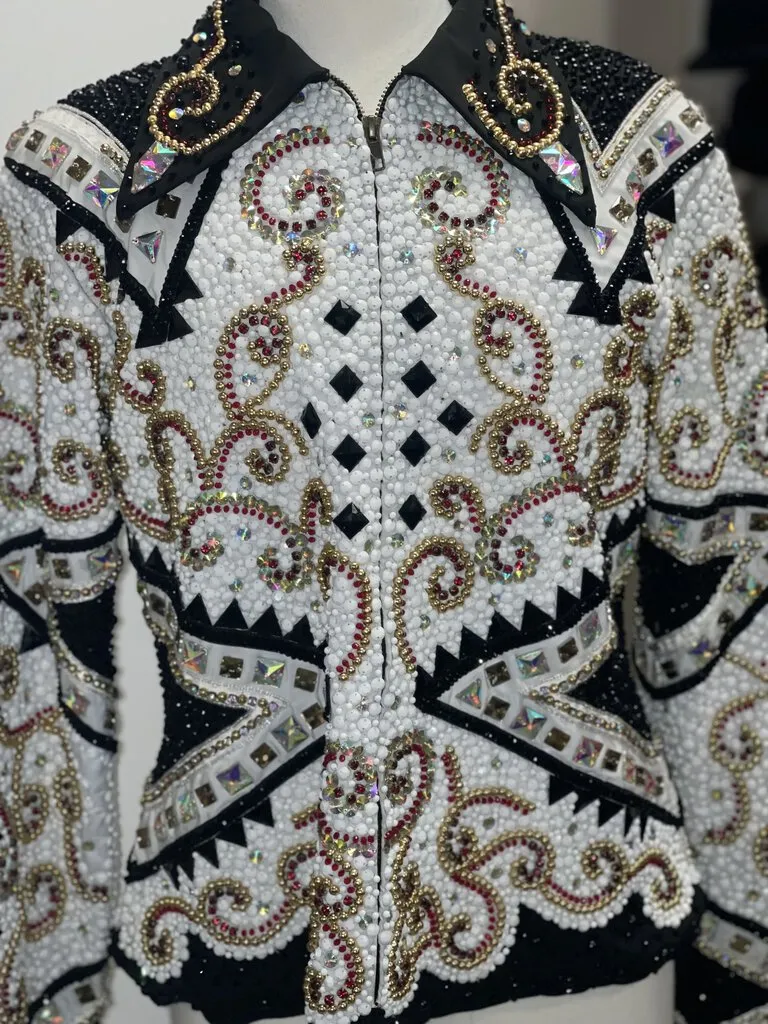 White and Black Bling Western Jacket