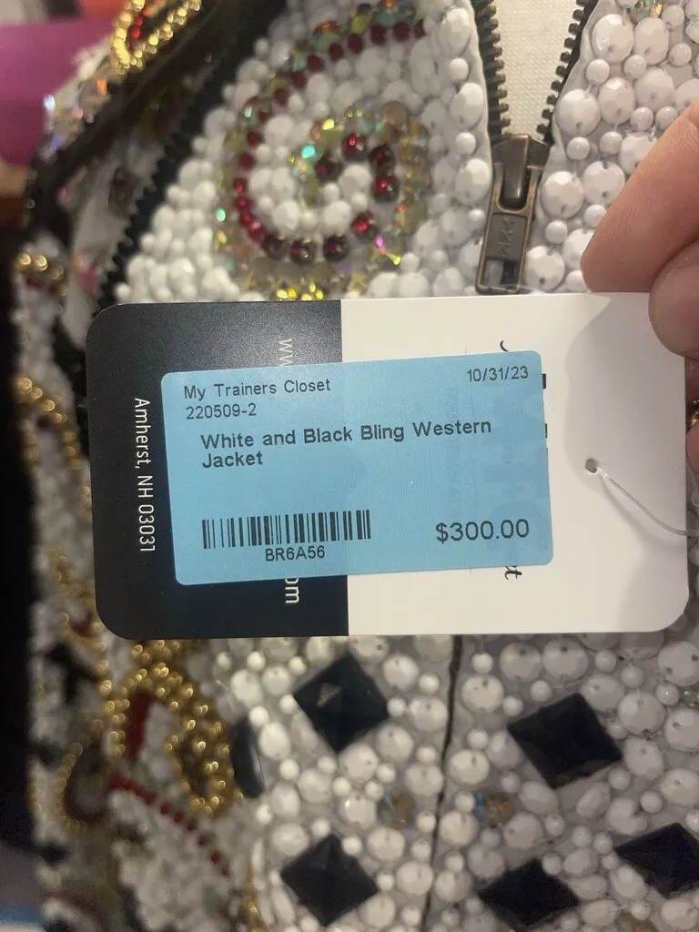 White and Black Bling Western Jacket