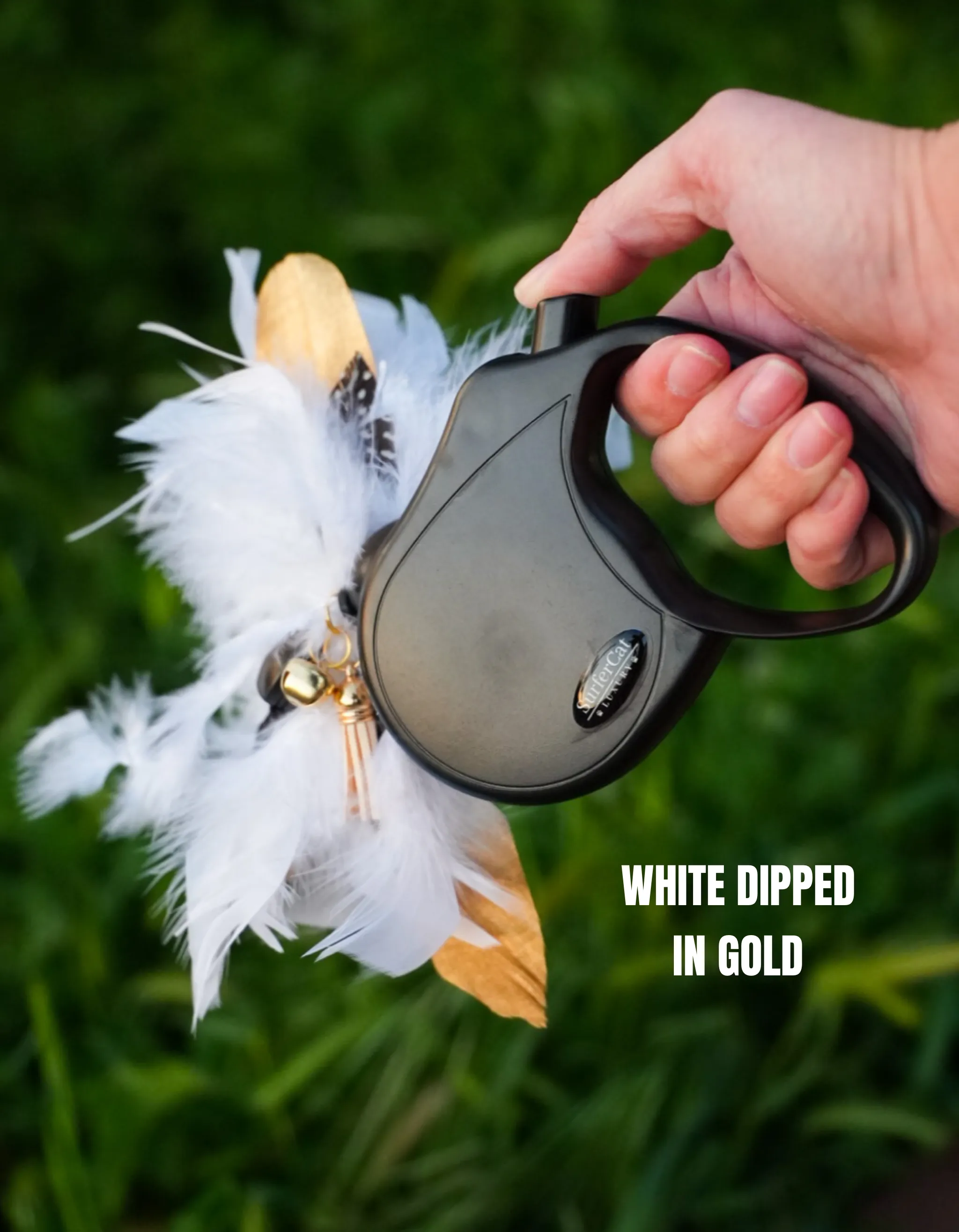 White Dipped in Gold Leash Trainer & Golden Glitter Harness Set