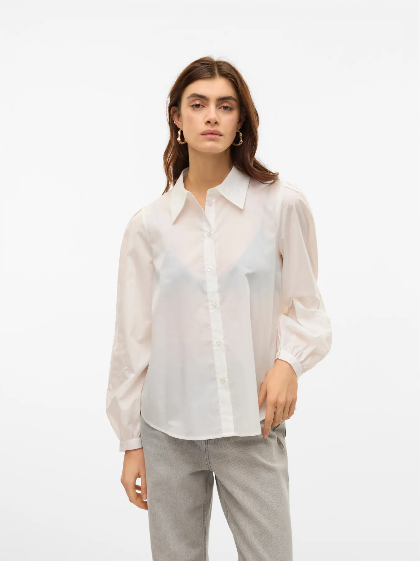 White Embroidery Anglaise Sleeve Blouse