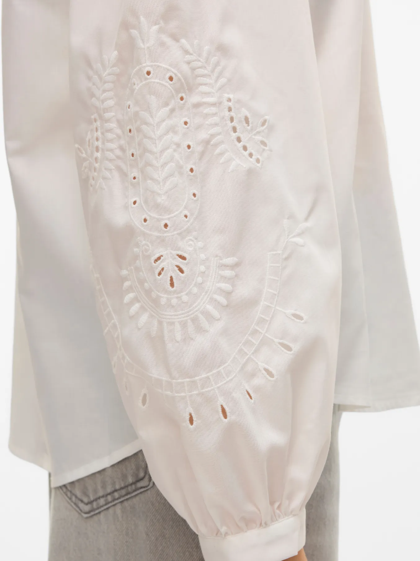 White Embroidery Anglaise Sleeve Blouse