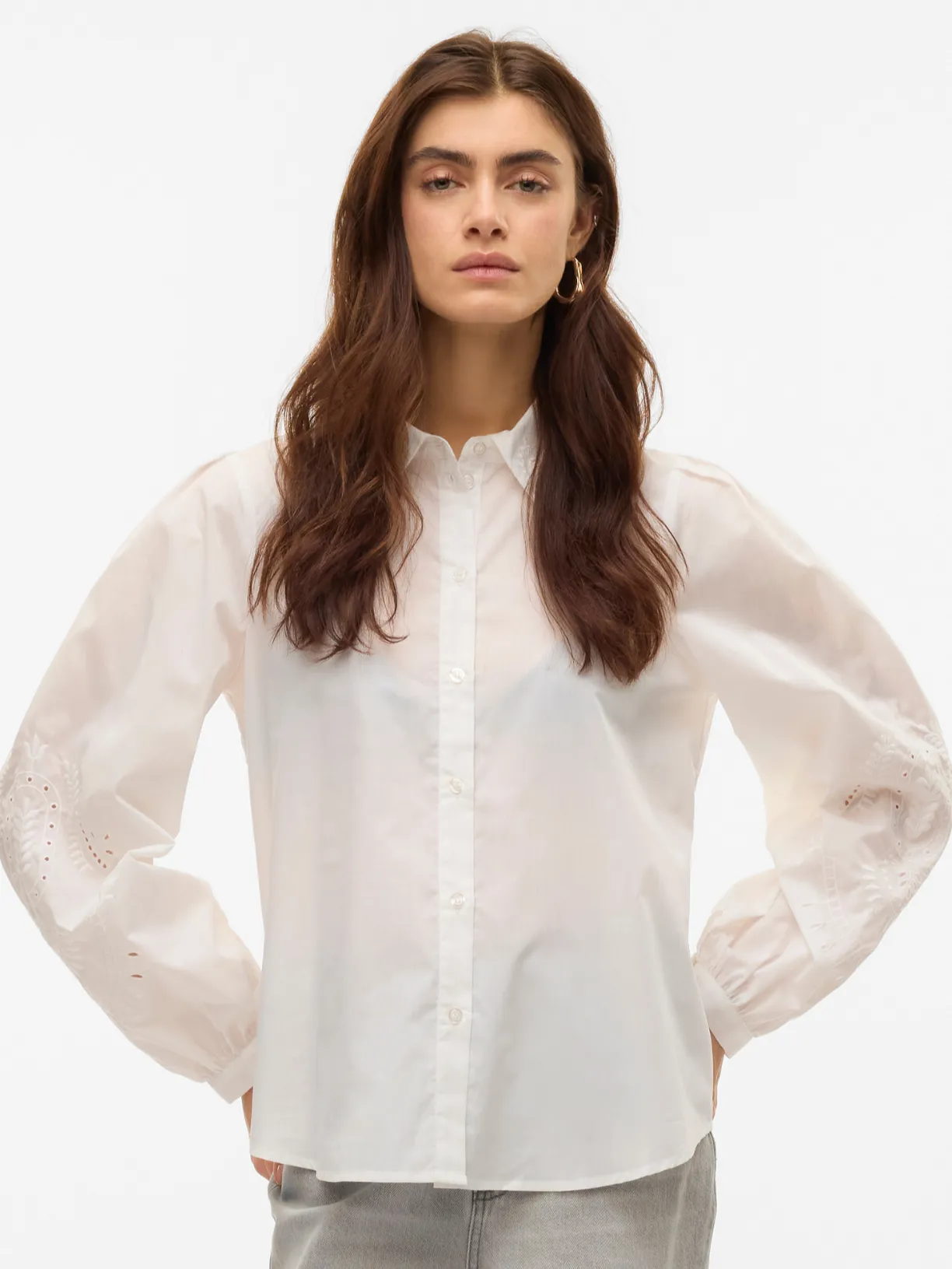 White Embroidery Anglaise Sleeve Blouse