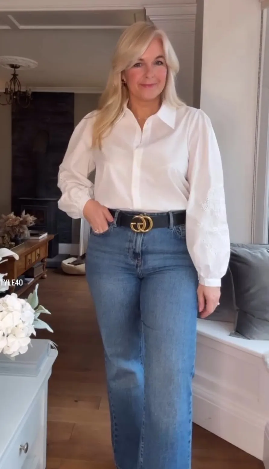 White Embroidery Anglaise Sleeve Blouse