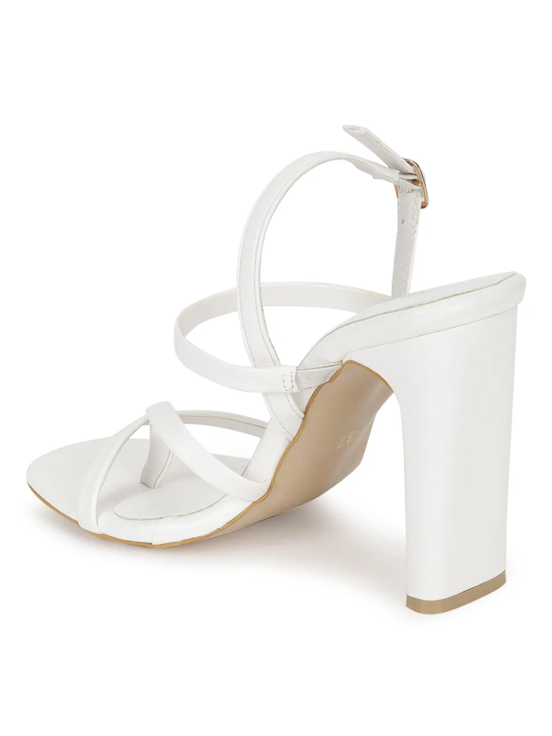 White PU Strappy High Slim Block Sandals (TC-SLC-B-71-WHT)