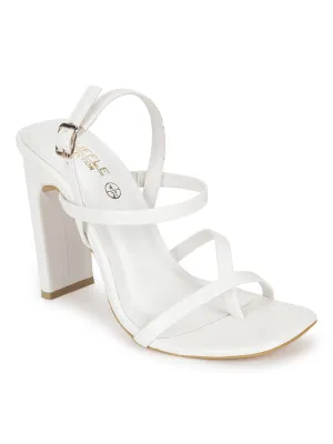 White PU Strappy High Slim Block Sandals (TC-SLC-B-71-WHT)
