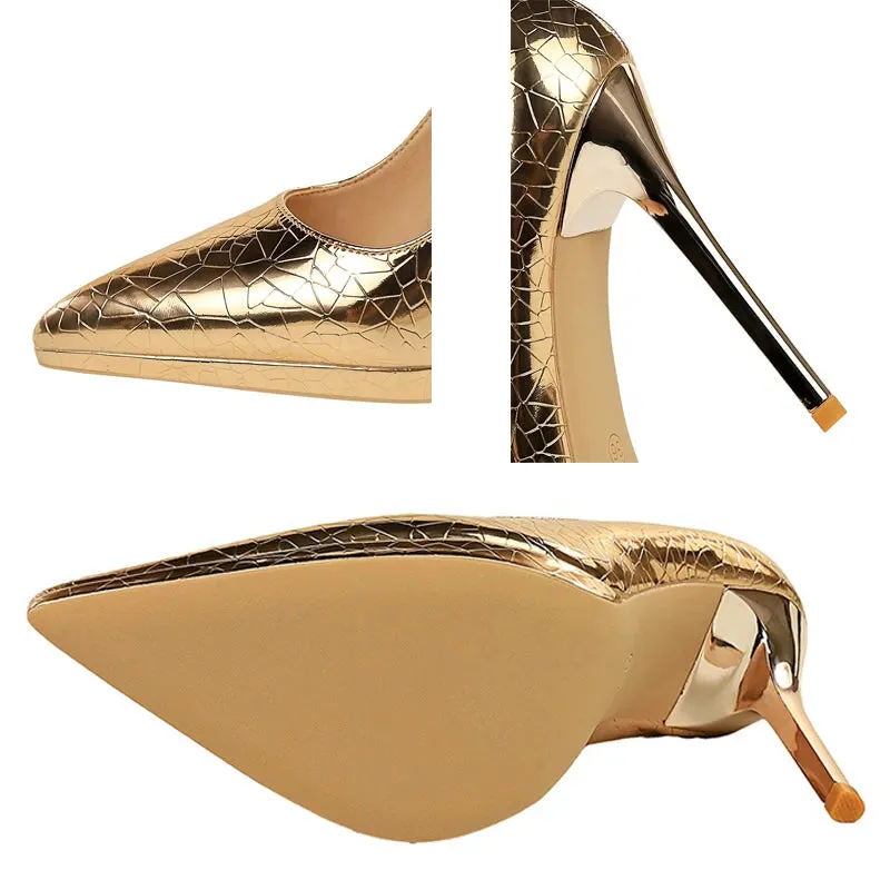 Women with High Heels Fashionable Wedding Shoes Stone pattern Women Pumps Sexy banquet shoes Stilettos 11 CM