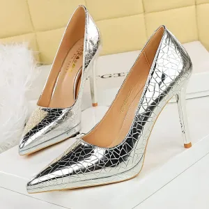 Women with High Heels Fashionable Wedding Shoes Stone pattern Women Pumps Sexy banquet shoes Stilettos 11 CM