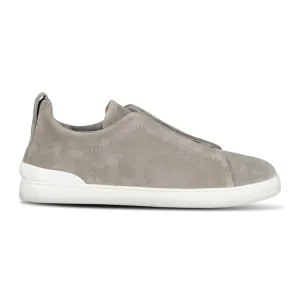 ZEGNA TRIPLE STITCH TRAINERS GREY SUEDE